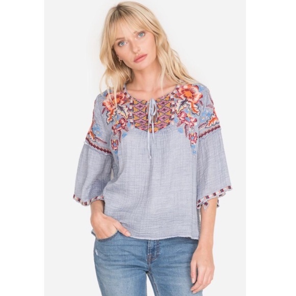 Johnny Was Caila ruffle boho blouse, size large - Picture 2 of 7